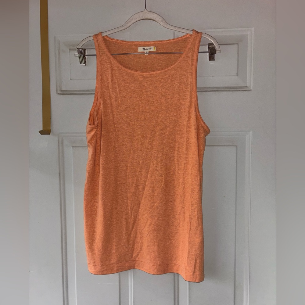 Madewell orange linen blend tank size S